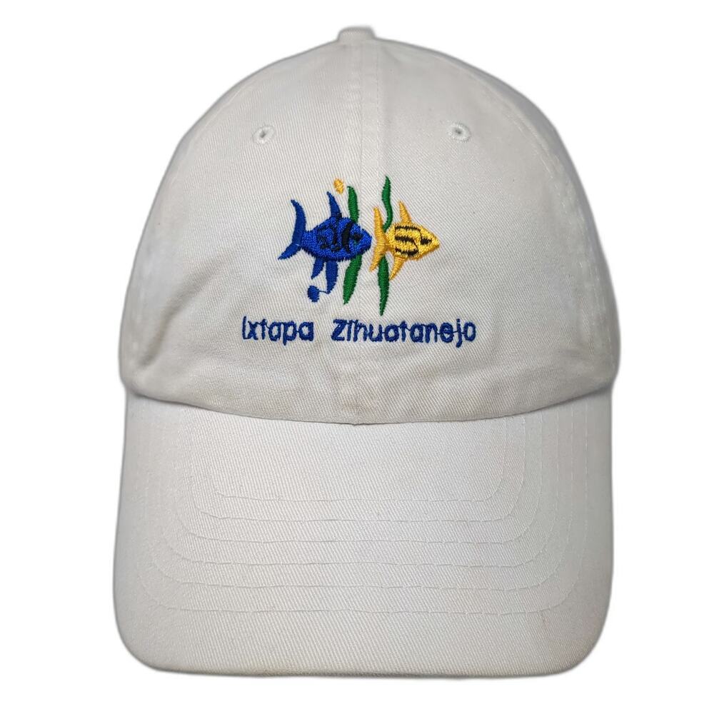 HeadShot Baseball Cap White One Size Ixtapa Zihuatanejo Mexico Fish Logo Hat